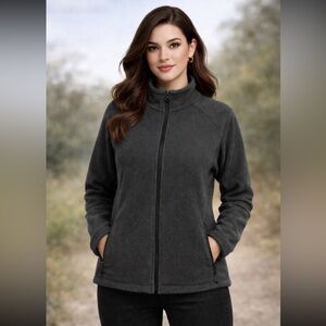 Columbia Full Zip Fleece Jacket Dark Gray Women’s Large